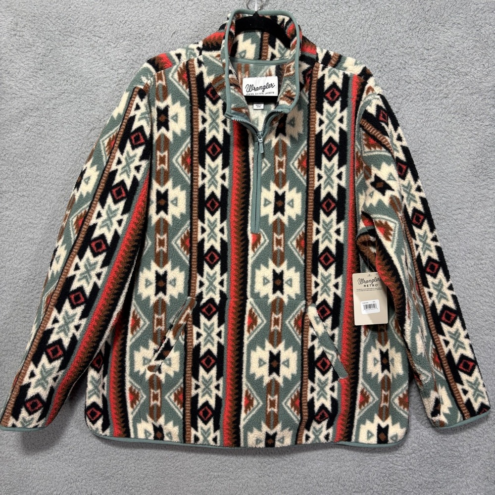 Wrangler Retro 1/4 Zip Sherpa Jacket Aztec Womens Pockets Winter Warm Pullover